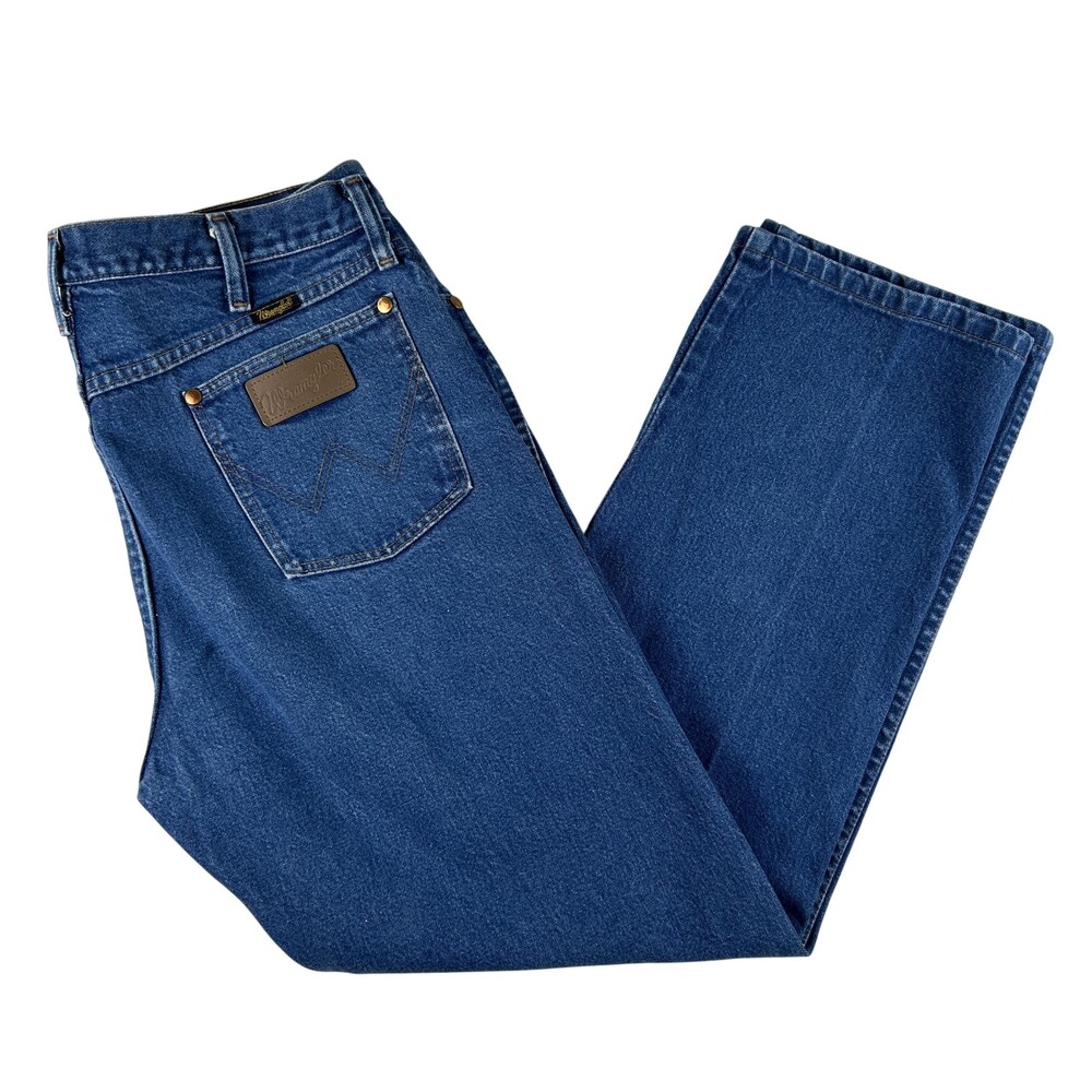 Wrangler Cowboy Cut Jeans Mens 34x29 Med 13MWZ Wash Blue Straight Denim Zip Fly